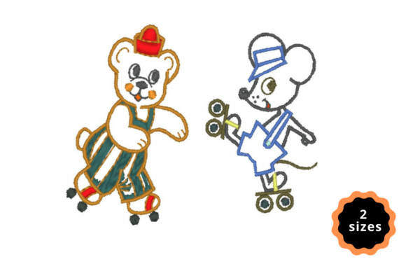Bear and Mouse Playing Teddy Bears Embroidery Design By A.ZCREATIONS