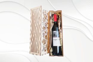 Gift Wine Box Holder Design Laser Cut. Afbeelding 3D Vormen Door VectorBY 4