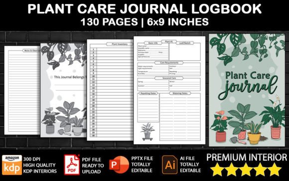 Plant Care Journal Logbook Graphic KDP Interiors By LittleGael
