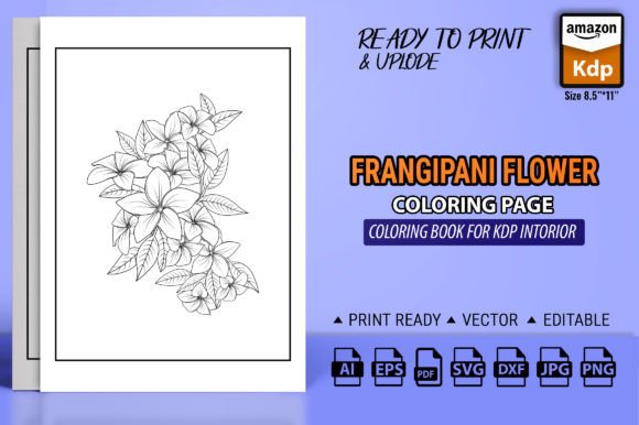 Plumeria Flower, Coloring Book and Pages Grafica Pagine e libri da colorare per adulti Di GraphicArt