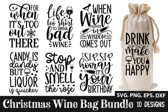 Christmas Wine Bag SVG Bundle Graphic Print Templates By akazaddesign