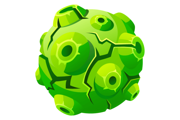 Green Cracked Rock Sphere. Fantasy Carto Gráfico Ilustraciones Imprimibles Por ladadikart