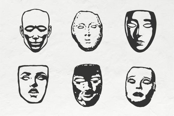 Odd Mask Vintage Illustration Vector Gráfico Ilustraciones Imprimibles Por Raw Materials Design