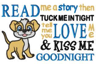 Read Me a Story Dog Reading Pillow Babies & Kids Quotes Embroidery Design By Reading Pillows Designs