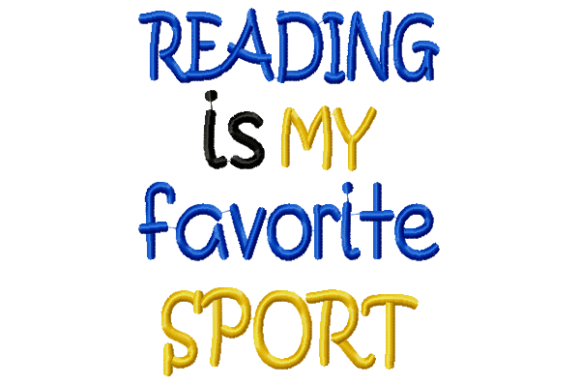 Reading is My Favorite Sport School & Education Embroidery Design By Reading Pillows Designs