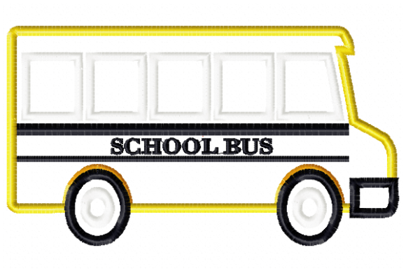 School Bus Applique Vuelta al Cole Diseño de Bordado Por Reading Pillows Designs