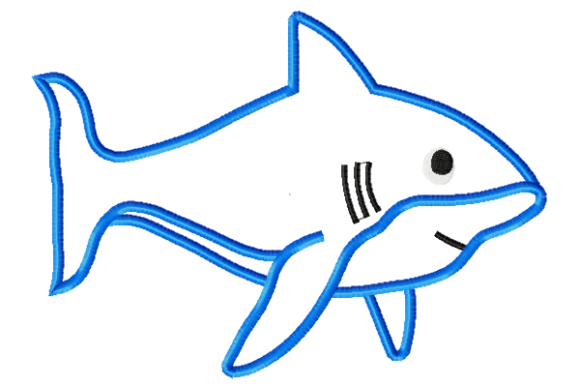 Shark Applique Fish & Shells Embroidery Design By Reading Pillows Designs