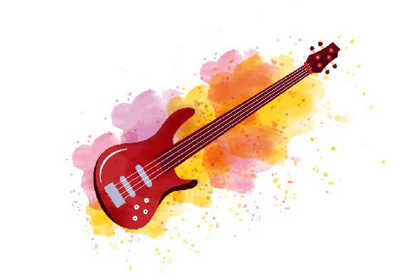 Bass Guitar, Watercolor Music Arquivo de corte de artesanato Por Creative Fabrica Crafts