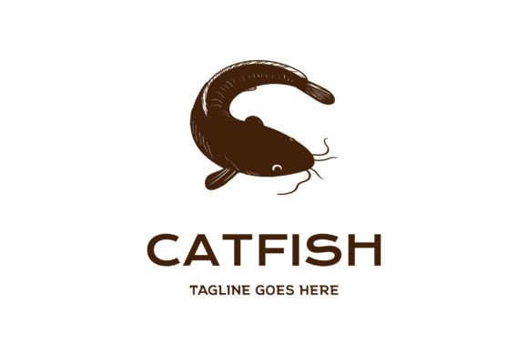 Catfish Silhouette Hand Draw for Fishing Graphic Logos By AFstudio87