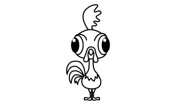 Cute Rooster Cartoon Coloring Page. Graphic Coloring Pages & Books Kids By ningsihagustin426