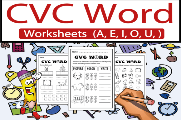 CVC Word Worksheets Gráfico Fichas y Material Didáctico Por Little-Learners-Oasis