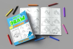 How to Draw Dinosaur with Book Cover KDP Gráfico Páginas y libros de colorear para niños Por YOOY 3