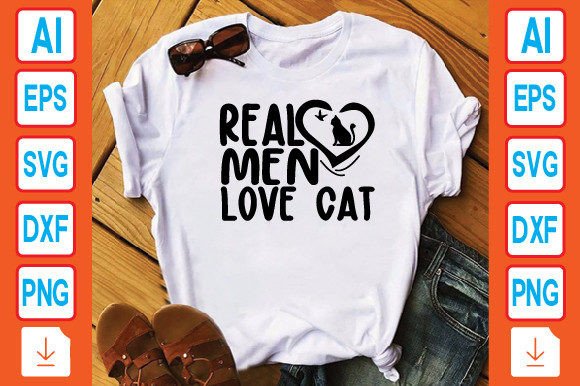 Real Men Love Cat Graphic T-shirt Designs By Mockup And Design Store