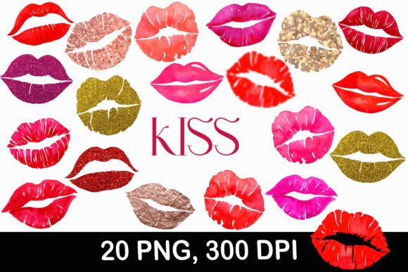 Kiss Lips Clipart PNG. Love Kisses Graphic Illustrations By TWatercolor
