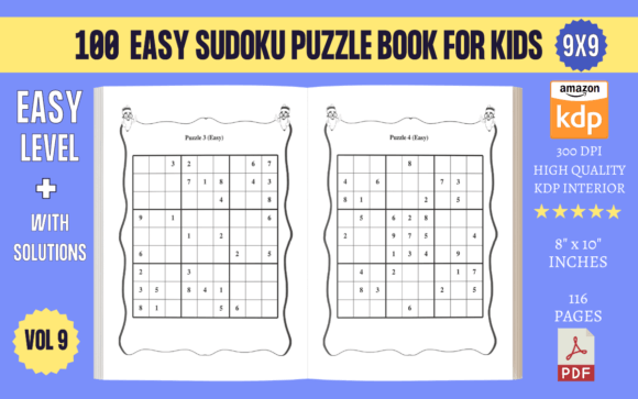 100 Easy Sudoku Puzzle Book for Kids Illustration Intérieurs KDP Par KDP INTERIORS MARKET