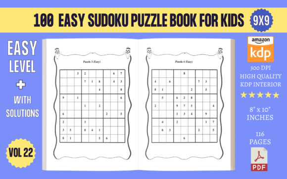 100 Easy Sudoku Puzzle Book for Kids Graphic KDP Interiors By KDP INTERIORS MARKET