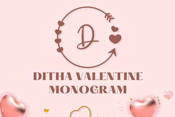 Ditha Valentine Monogram Fuentes Decorativas Fuente Por attypestudio