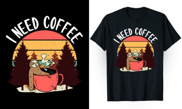 I Need Coffee T Shirt Illustration Designs de T-shirts Par Pod T-shirt Business 99