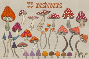 Groovy Trippy Mushrooms with Eyes Gráfico Artesanato Por Marie Dricot 2