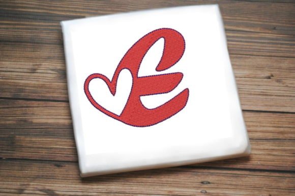 Letter E with Beautiful Heart Wedding Monogram Embroidery Design By Designs By Sirine
