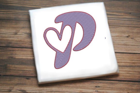 Letter P with Beautiful Heart Wedding Monogram Embroidery Design By Designs By Sirine