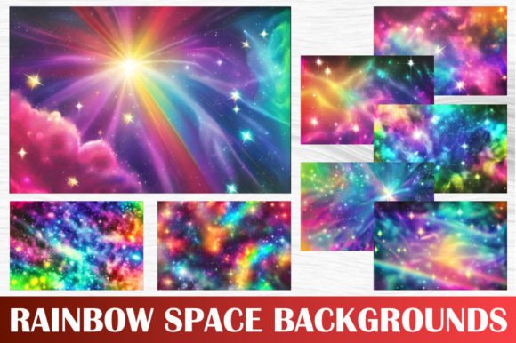 Rainbow Space Backgrounds Graphic AI Generated By Backpack-Hiker