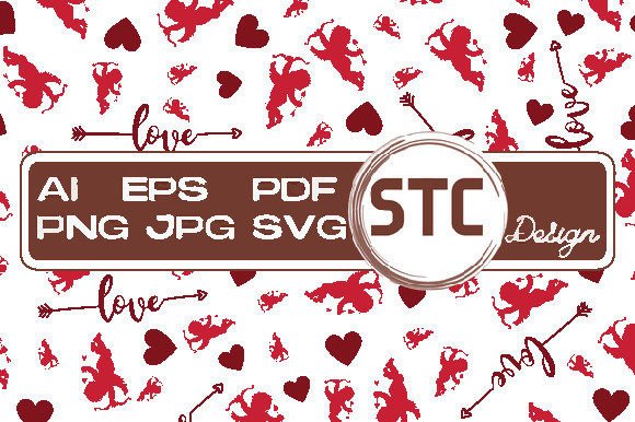 Valentine Red Cupid Love Patterns Grafik Papier-Muster Von num-STC