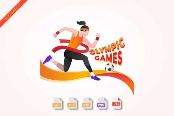Olympic Games Woman Running Flat Png Gráfico Plantillas Gráficas Por ss graphic studio