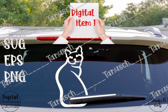 Cat Wagging Tail Car Sticker SVG Graphic Illustrations By TanuschArts