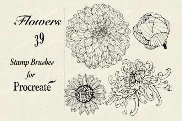 Flowers Procreate Stamp Brushes Graphic Brushes By ArtCreateSpace