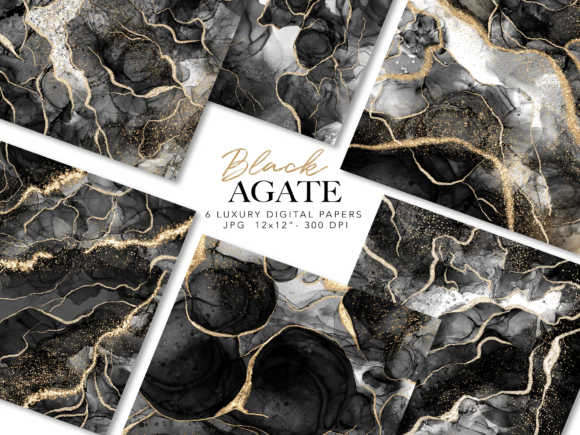 Black Agate Paper, Black Marble Paper Grafica Texture di Carta Di AnemonaEstudio
