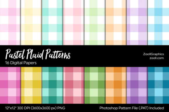 Pastel Plaid Digital Papers Graphic Patterns By ZoollGraphics