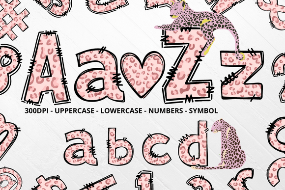 Pink Leopard Doodle Font Bundle Graphic Crafts By fontlia