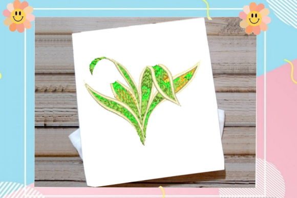 Pretty Grass Leaf Einzelne Blumen und Pflanzen Stickereidesign Von Sewing Embroidery