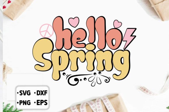 Retro Hello Spring Grafik Plotterdateien Von Design Craft