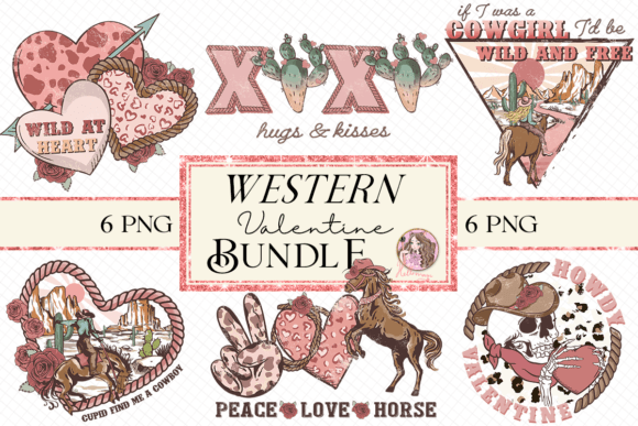 Western Valentine Bundle | Retro Love Graphic Crafts By Hello Magic