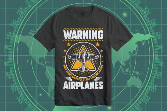 Warning May Talk About Airplanes T-Shirt Gráfico Artesanato Por ragivenoor1998