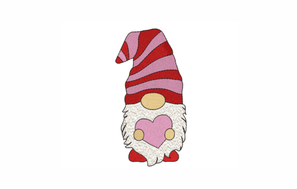 Mini Gnome with Heart Walentynki Projekt haftu Przez alexnadaraia