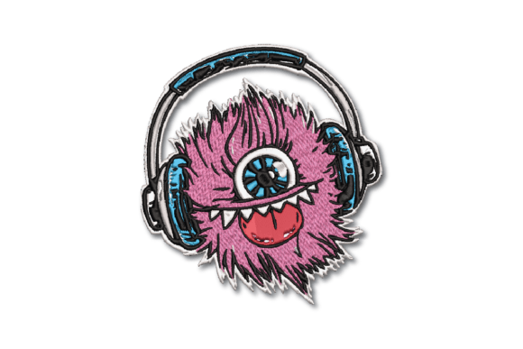 Monster with Headphones Music Embroidery Design By Laura's Imperfections