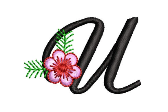 Floral Letter U Monograma de Casamento Design de Bordado Por Designer Hoop