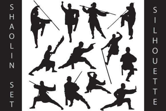 Silhouette of Shaolin Martial Arts Graphic Illustrations By davector
