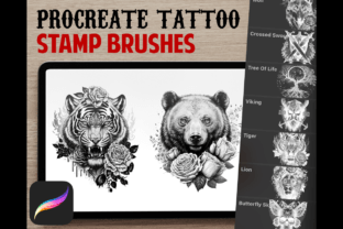 Tattoo Stamps Procreate Brush Set Graphic Brushes By svgcutswarehouse 1