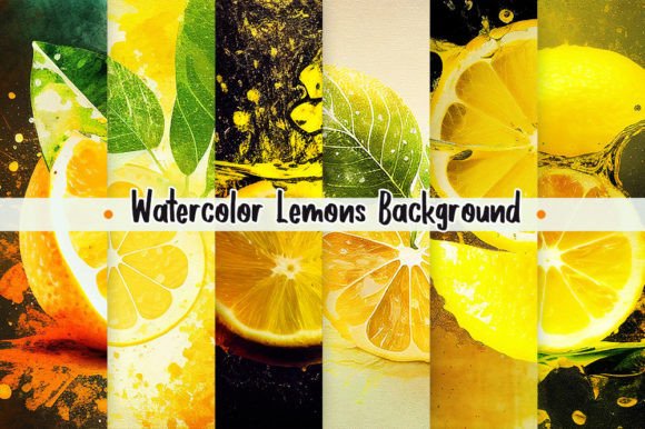 Watercolor Lemons Background Graphic Backgrounds By Aspect_Studio