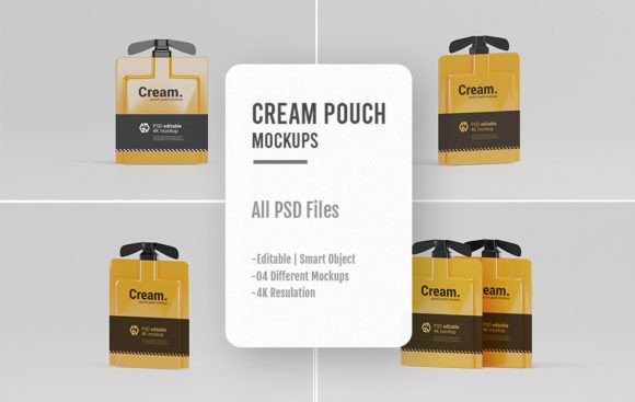 04 PSD Cream Pouch Pack Mockups Graphic Product Mockups By sujhonsharma