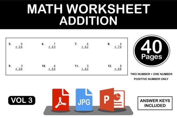 Addition Workbook Math Worksheets Vol 3 Illustration Intérieurs KDP Par Designood