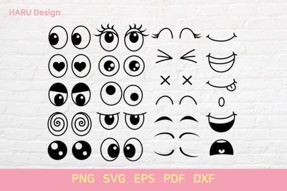 Cartoon Eyes and Mouth Graphic Plotterdateien By HARUdesign