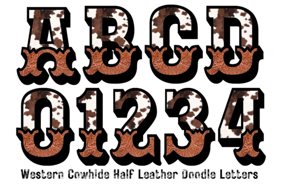 Cowhide Half Brown Leather Alphabet Set Graphic Illustrations By LadyAndBuns