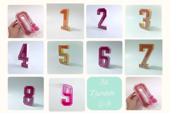 3D SVG Shaker Numbers (0 to 9) Cut File Graphic 3D Shapes By My3dPaper