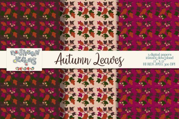 Autumn and Fall Leaf Graphic Patterns By nosheendesigns