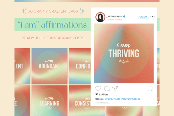 "I Am" Affirmations Social Media Posts Illustration Modèles pour les Réseaux Sociaux Par artbygenesisstudio